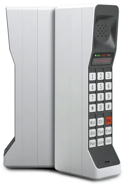 DynaTAC 8000X shown from the front and side